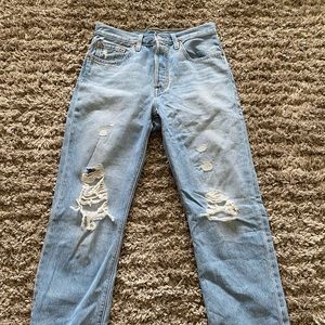 Levi 501 high waisted ripped jeans